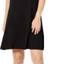 Amazon Essentials Women's Short-Sleeve Scoop Neck Swing Dress (Black), X-Small
