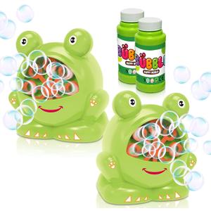 ArtCreativity Frog Bubble Machine for Kids (Pack of 2) Includes 2 Bubble Blowing Machine and 2 Bottles of Solution, Summer Outdoor Toys, Party Favor Activity - Best Gift for Boys, Girls, and Toddlers