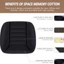 MYFAMIREA Car Seat Cushion Pad 1.2" Thick Comfort Seat Protector for Car Driver Seat Office Chair Home Use Memory Foam Seat Cushion with Non Slip Bottom, 20'' x 18.5'', Black