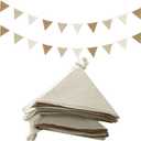 Oudain 15.5 ft Pennant Banner Flags, 2 Pcs Nursery Garland Triangle Bunting Flag Baby Banner for Nursery Decor Baby Birthday Boho Wedding Shower Party Event, Each 7.75 ft(Simple Color)