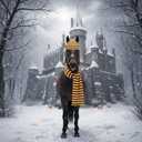 Paterr 2 Pcs Halloween Horse Scarf Hat Outfits Accessory Striped Scarf Hat for Horse Parade and Parties Costume Accessories (Red, Gold)