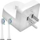 Electric Toothbrush Wall Charger for US Socket for Philips 1000 to 7000 Series | Portable Philips Charging Station, Wireless, IPX7 Seal, with 2 Compatible Toothbrush Heads