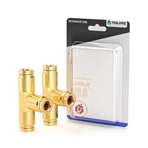 TAILONZ PNEUMATIC 5PCS 1/ 2 Inch Tube OD DOT Tee Out Pipe Air Fittings PE-1/ 2, Push to Connect Fittings Air Brake Pipe Fittings for Cars、Trucks、Air Brake Systems、Etc.