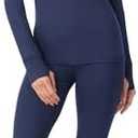 Cuddl Duds Womens Fleece Lined Thermal Base Layer Set – Long Sleeve Shirt & Leggings for Cold Weather – Lounge Set for Women, Large