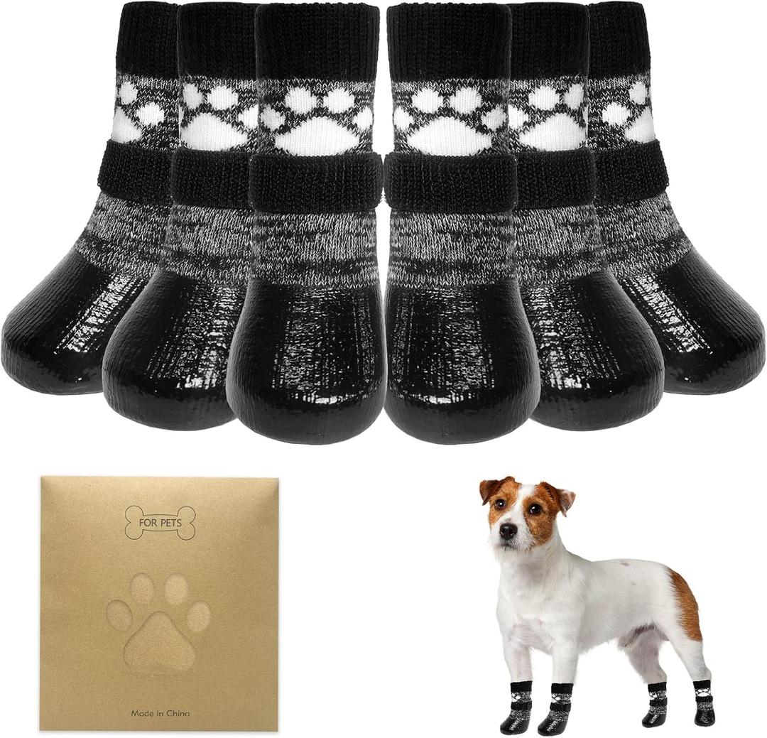 KOOLTAIL Dog Socks to Prevent Licking Paws for Hardwood Floors, Anti Slip Waterproof Dog Boots & Paw Protector Traction Shoes with Grips for Small Dogs Black Small