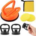 3 Pcs Car Dent Puller,Dent Repair Kit with Rag and Waxing Sponge Block Powerful Car Indent Remover for Cars Body Indent Glass Screen Tiles and Lifting Objects Moving(Color:Orange+Black)
