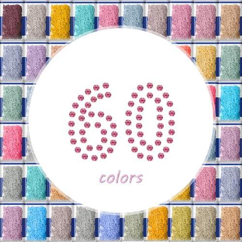 ZORETCO 30000 Pcs 60 Colors Diamond Art Painting Beads, 5D Diamond Painting Accessories, Round Diamond Painting Drills Diamonds Flat Bottom Rhinestones for Bead Art Gem Art Craft