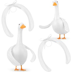 3 x Booson 2 Pcs Poseable Goose Wings Porch Lawn Goose Clothes Downy Swinging Goose Outfit Accessories for 23"- 28" Outdoor Patio Yard Lawn Art Decoration