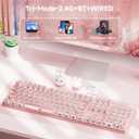 TK950 Typewriter Wireless Mechanical Keyboard, Aesthetic Tri-Mode Bluetooth/2.4G/Wired Retro Punk Typewriter Keyboard with White Backlit, Blue Switch, Round Keycaps for Laptop/Mac/iPad/Win, Pink