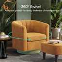 LINSY Swivel Accent Chair with Ottoman: Small Velvet Barrel Chair 360 Swivel Modern Armchair, Upholstered Reading Chair with Footrest for Living Room Bedroom Study Room (Yellow)