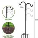 Shepherd Hook for Outdoor, 76" Heavy Duty Bird Feeder Pole with 5 Prong Base, Adjustable Height Bird Feeder Stand Ideal for Hanging Bird Feeders, Plant, and Garden Decorations