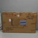 PUPETPO Freestanding Dog Gates with Door Walk Through, 80 inch Wide Gates Indoor, Dog Fences Indoor, Support Feet Included, 4 Panels, 32" Tall, White & Black