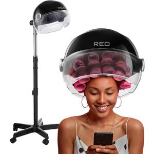 RED by Kiss 3000 Ceramic Stand Hood Dryer with Digital Timer, Adjustable Height, 360 Wheels, 3 Temp Settings, Quick Drying, Comfortable Hood, Ideal for Home & Salon Use