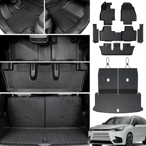 Floor Mats Cargo Mat with Backrest Mats for 2024 2025 2026 Lexus TX 350/500h/500h+, All Weather TPE Cargo Liner Door Sill Protectors Accessories for TX(Floor Mats+2-in-1 Cargo Mat)