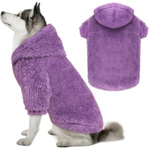 Fuzzy Dog Sweaters for Large Dogs Dog Hoodie, Size S, Purple