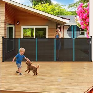 160'' Retractable Baby Gates Extra Wide, 42" Extra Tall Retractable Dog Gate for Doorways,13 Foot Safety Upgrade Extra Long White Retractable Baby Gate for Stairs, Indoor/Outdoor Retractable Gate