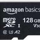 Amazon Basics Micro SDXC Memory Card with Full Size Adapter, A2, U3, Read Speed up to 100 MB/s, 128 GB, Black