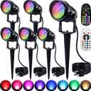 SUNVIE RGBW Spot Lights Outdoor Color Changing Landscape Lighting 12W LED Outdoor Spotlights with Remote Control 120V Waterproof Colored Spotlights for House Garden Yard Tree Decorative, 6 Pack