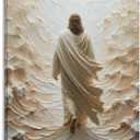 Jesus Walking on Water Faith Belief Christian Wall Art Picture Painting Poster Canvas Print Posters Artworks Bedroom Living Room Decor 16x24inch(40x60cm) (Frame-style)