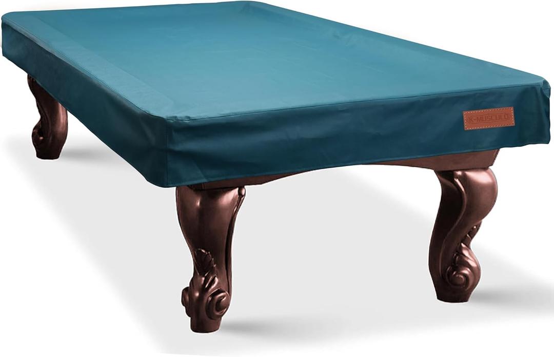 K-Musculo Pool Table Cover, Heavy Duty Leatherette Billiard Table Cover, Waterproof and Tearproof, 6.5/7/ 7.5/8/ 8.5/9 Foot Fitted (Emerald Green)
