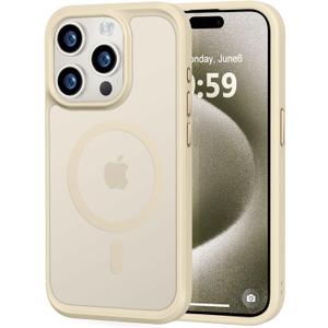 MOCCA Strong Magnetic for iPhone 15 Pro Case, [Compatible with Magsafe][13FT Military Drop Protection] Slim Translucent Matte Shockproof Case for iPhone 15 Pro Phone Case 6.1'', Light Gold