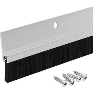 Aluminum Brush Door Sweep for Bottom of Door Exterior, 36 Inch, Metal Door Sweep for Interior & Exterior Doors, Storm Doors, & Screen Doors, Seals Gaps up to 1-1/4", Made in USA