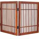 Pet Dog Gate Strong and Durable Freestanding Folding Acacia Hardwood Portable Wooden Fence Indoors or Outdoors by Urnporium (Brown Pet Gate, 4 Panel 24" Tall)