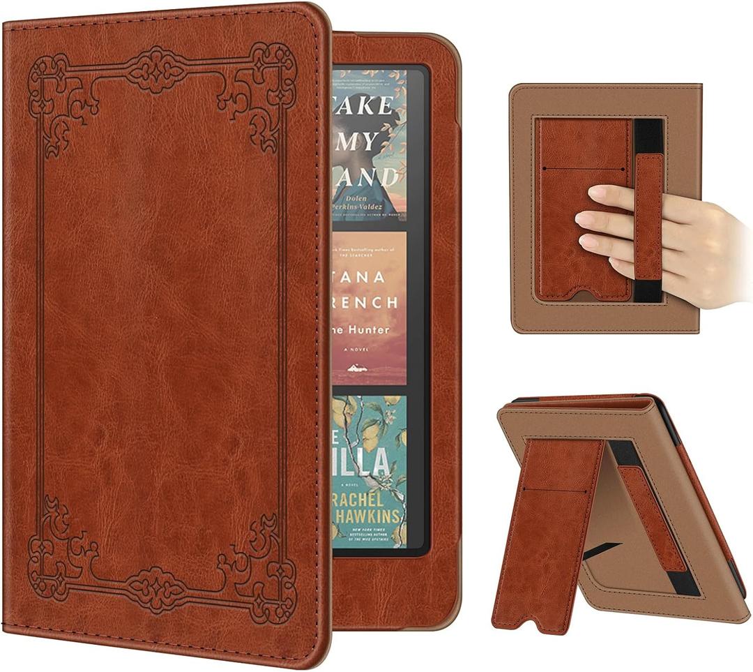 Fintie Case for 7"/ 6.8" Kindle Paperwhite(12th/ 11th Generation-2024/ 2021) and Kindle Colorsoft Signature Edition -Slim Foldable Stand Cover Auto Wake/ Sleep for Paperwhite 2024, Vintage Brown