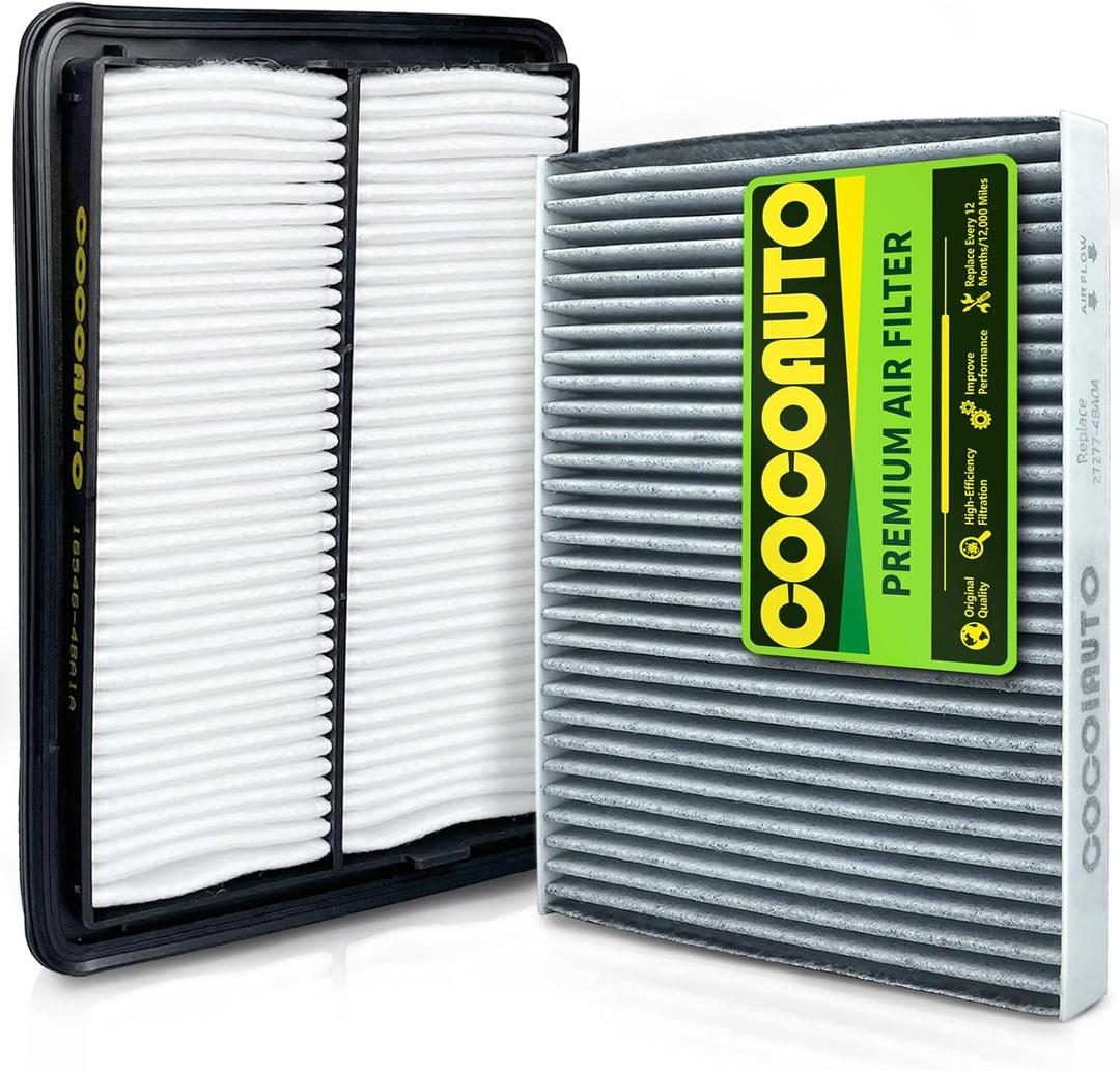 COCOAUTO Engine & Cabin Air Filter Kit for Rogue 2.5L Gas (2014-2020) / 2.0L Hybrid (2017-2019), NOT FOR 1.5L! Fits Rogue Sport 2.0L Gas (2017-2022), Replace CA11858, XA10423, 165464BA1A, 272774BA0A