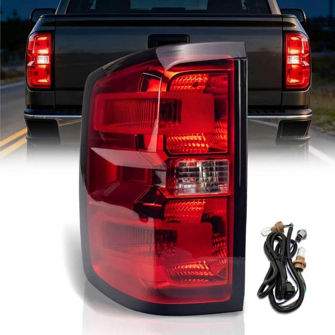 VPIMOZO Rear Tail Light Assembly Compatible With 2014-2015 Chevy Silverado 1500 2500HD 3500HD 2015 Sierra 3500HD Left Driver Side With Bulb & Harness Replacement GM2800261 GM2801261