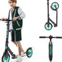 Kick Scooter for Ages 6+,Kid, Teens & Adults. Max Load 240 LBS. Foldable, Lightweight, 8IN Big Wheels for Kids, Teen and Adults, 4 Adjustable Levels. Bearing ABEC9 (Aquas)