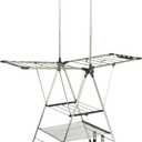 Household Essentials Multi Tier Stainless Steel Laundry Drying Rack with T Bar and Two Side Wings, Silver, 70x9x109cm
