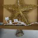 Christmas Star Tree Topper, Plug in 3D Star Tree Topper, 11Golden Glittered Metal Hollow Designed Built-in 10 Bulbs String Lights for Christmas Tree Decorations