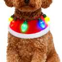 Dog Christmas Outfit Red Festive Holiday Pet Costume Clothes Accessory Light Up Bandana (X-Large)