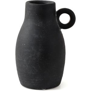Ceramic Flower Vase, Rustic Farmhouse Vase for Home Decor, Decorative Terracotta Pottery Vase for Pampas Grass, Flowers, Table Centerpiece, Living Room, Kitchen, Shelf, 9 Inch