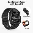 amBand Bands Case Compatible with Apple Watch Series 11/10 46mm for Men, M1 Sport Rugged Heavy Duty Cover Tactical Strap Military Grade Protective Bumper Protector for iWatch 46 mm Men, Black