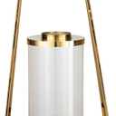 Stainless Steel Decorative Lantern, 13.8" Tall Metal Hanging Lanterns, with Clear Glass Panels Metal Candle Lanterns, for Living Room, Tabletop, Indoor Outdoor Events Weddings (Without LED)