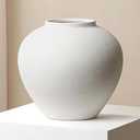 RYDDELIGHOME Large Round White Cement Vase