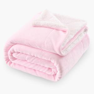 SOCHOW Sherpa Fleece Throw Blanket, Double-Sided Super Soft Luxurious Plush Blanket Twin Size, Light Pink, 60x80 inches