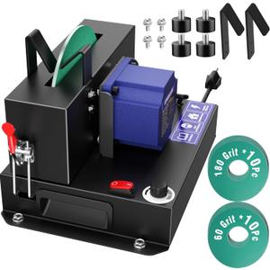 SporGain Lawn Mower Blade Sharpener, Brushless Motor 3000RPM Blade Grinder, 7" Ceramic Wheel with 20 Sanding Discs for High Lift, Low Lift, Gator & Flat Blades