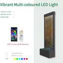 LONGRUN 48" Indoor Waterfall with App-Controlled RGB Lights, Elegant Floor Fountain, Floor Standing Water Feature, Indoor Fountain & Waterfall Freestanding Home Decor Easy Setup Water Fall Black-Brown