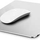 Vaydeer Hard Metal Aluminum Mouse Pad Clear Modern Smooth Magic Ultra Thin Double Side Design Mouse Mat Waterproof Fast and Accurate Control Compatible for Gaming and Office, Silver, 9.05X7.08 Inch