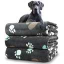 Dog Blankets for Medium Large Dogs, 3 Pack Washable Pet Blankets 41" x 31", Fuzzy Soft Pet Mat Throw Cover for Kennel Crate Bed, Cute Grey Paw Pattern, Soft Cat Dog Blanket