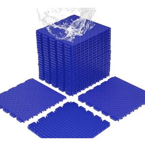 jxgzyy 24 PCS Basketball Court Tiles, 5/8 Inch Thick Modular Interlocking Outdoor Floor Tiles Over Grass, Non Slip PP Drainage Mat for Tennis Court Drain Deck Pool Patio Shower Kitchen Garage Balcony