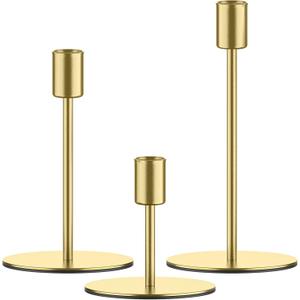 smtyle Gold Taper Candle Holders for Candlestick Candles Set of 3 Candelabra with Iron-0.8" Diameter Ideal for Candle Stick Decor