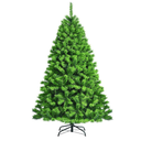 6.5ft Green Flocked Hinged Artificial Christmas Tree w/Metal Stand Green