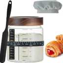 Wissy&Konny Sourdough Starter Jar 35OZ with Ounce Scale Line,Date Marked Feeding Band, Thermometer, Sourdough Jar Scraper, Cloth Cover & Wood Lid, Wide Mouth for Sourdough Bread Baking