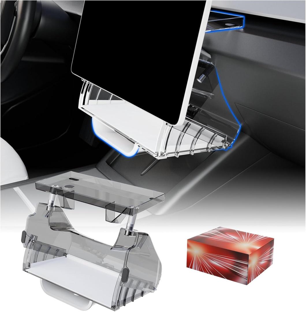 Hideable Under Screen Storage Organizer Compatible with Tesla Model Y Juniper 2025 2026/Model 3 Highland 2025-2024 Accessories White (Not for Model Y 2020-2024/Model 3 2017-2023)