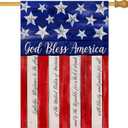 Artofy God Bless America 4th of July Home Decorative House Flag, Garden Yard American Stars Stripes Outside Decor, USA Patriotic Outdoor Large Burlap Decoration Double Sided 28 x 40