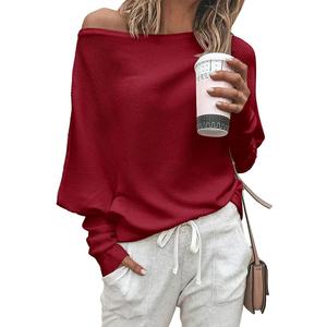 Women's Autumn Sweater, 2026 Casual Long Sleeve Off-The-Shoulder Strapless Knitted Sweater, Pullover Sweater, Size XL